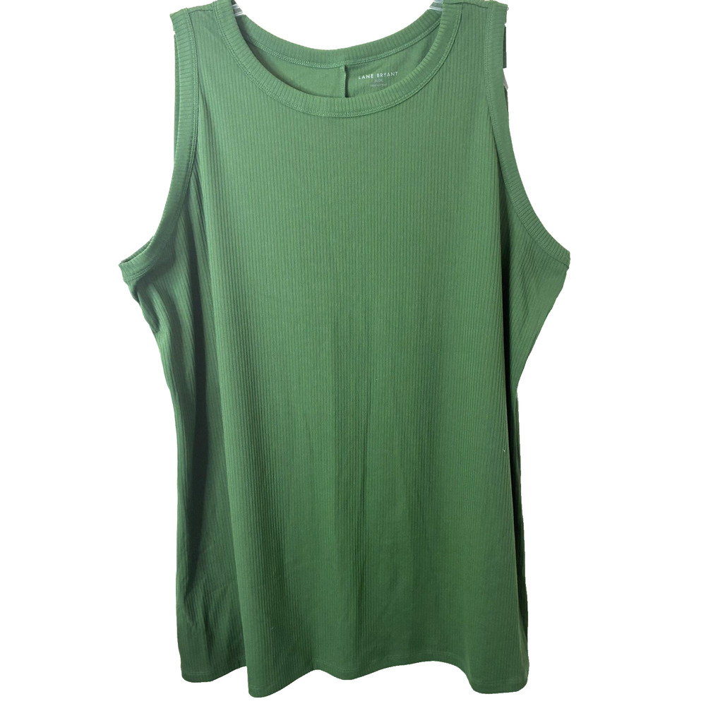 Lane Bryant NWT Women's Green Ribbed Sleeveless Tank Top Size 26/28L